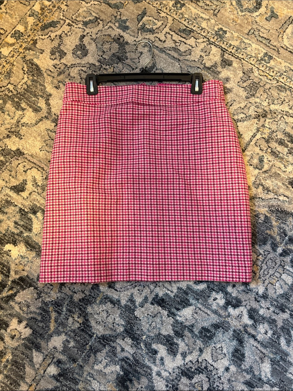 J. Crew Factory Pink Houndstooth Pencil Skirt